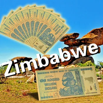 10 vnt WR Aukso Banknotų Spalvinga 100 Trilijonų Zimbabvės Doleris Kopijuoti Pinigus su Cerfiticate Kortelės Dovanos