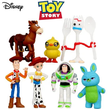 7pcs/set Disney Toy Story 4 Veiksmų Skaičius, Modelis Žaislas Jessie Buzz Lightyear Forky Surinkimo Apdailos Lėlės, Žaislai Vaikams