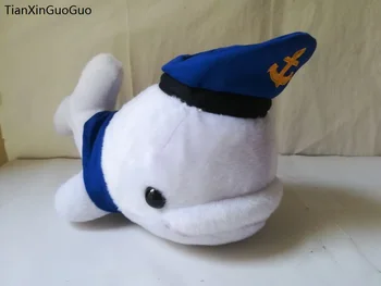 apie 30cm white dolphin pliušinis žaislas karinio jūrų laivyno skrybėlę delfinų minkštos lėlės mesti pagalvę žaislas Kalėdų dovana b1572