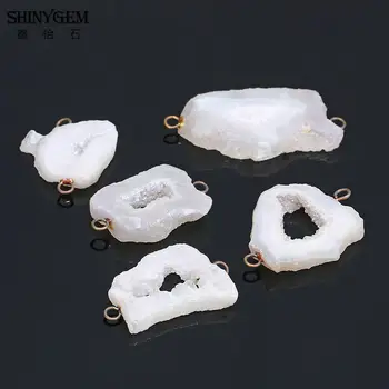 ShinyGem 18-25mm Nereguliarus Fizinis White Crystal Druzy Pakabukas Putojantis Mineralinis Akmuo 