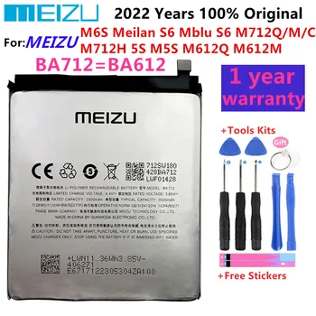 100% Originalus 3000mAh Baterija Meizu M5S 5S BA612 M612 Series / BA712 M6S 6S Meilan S6 M712 Serijos Telefonų Baterijas Bateria