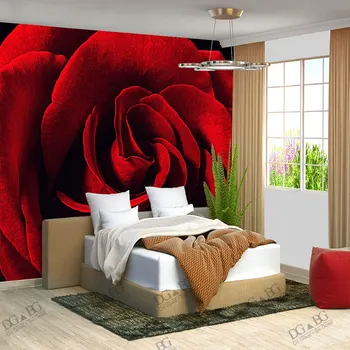 Custom 3D Didelės Freskos Big Red Rose Romantiška Ir Šilta Foto Tapetai, Vestuvių Namas, Sienų Dangos Medžiaga Tekstilės De Parede