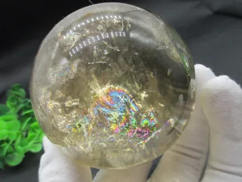 pačiame viršuje !Natūralaus poliruoto šviesiai geltonos rainbow crystal kvarco rutulys, kamuolys feng shui krištolo rutulį likimo apdailos 77mm