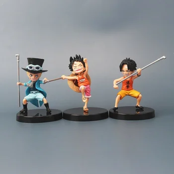 Vienas Gabalas 9.5 cm Vaikystės Luffy Duomenys Ace Sabo Trys Broliai Lėlės Veiksmų Skaičius, Surinkimo Modelis Vaikams, Žaislai