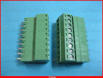 10 vnt 3.5 mm 9 būdas/pin Varžtas Gnybtų Bloko Jungtis Žalia Pluggable Tipas