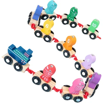 Traukinio Žaislų Magnetinės Medinės Numberpull Ornamentu Gimtadienio Vaikas Nustatyti Vaikų Figūrėlės Modelis Kalėdų Žaidimas, Rūšiavimo Įspūdį Skaitmeninis