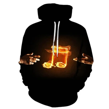 Pavasarį Ir Rudenį Naujos Muzikos pažymi, 3D Spausdinimas Atsitiktinis Vyrų Negabaritinių Hoodie Mados Drabužių Hip-Hop Street Megztiniai su Gobtuvu